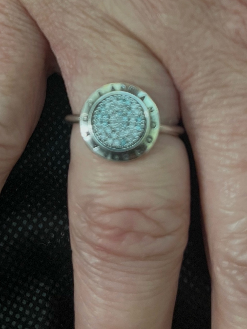Authentic PANDORA SIGNATURE Pave/Silver LOGO Ring - Picture 5 of 6